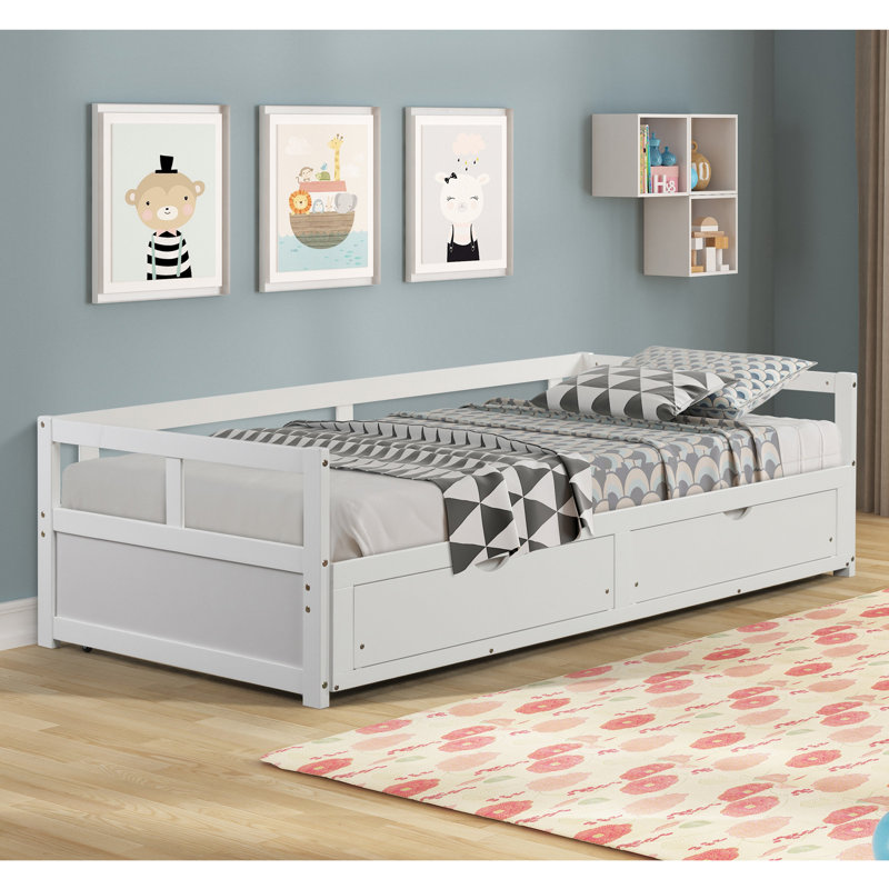 Harriet Bee Wood Daybed With Trundle And 2 Storage Drawers, Twin To